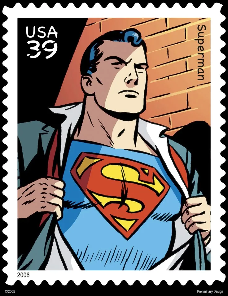 Superman soars over a vintage Metropolis.