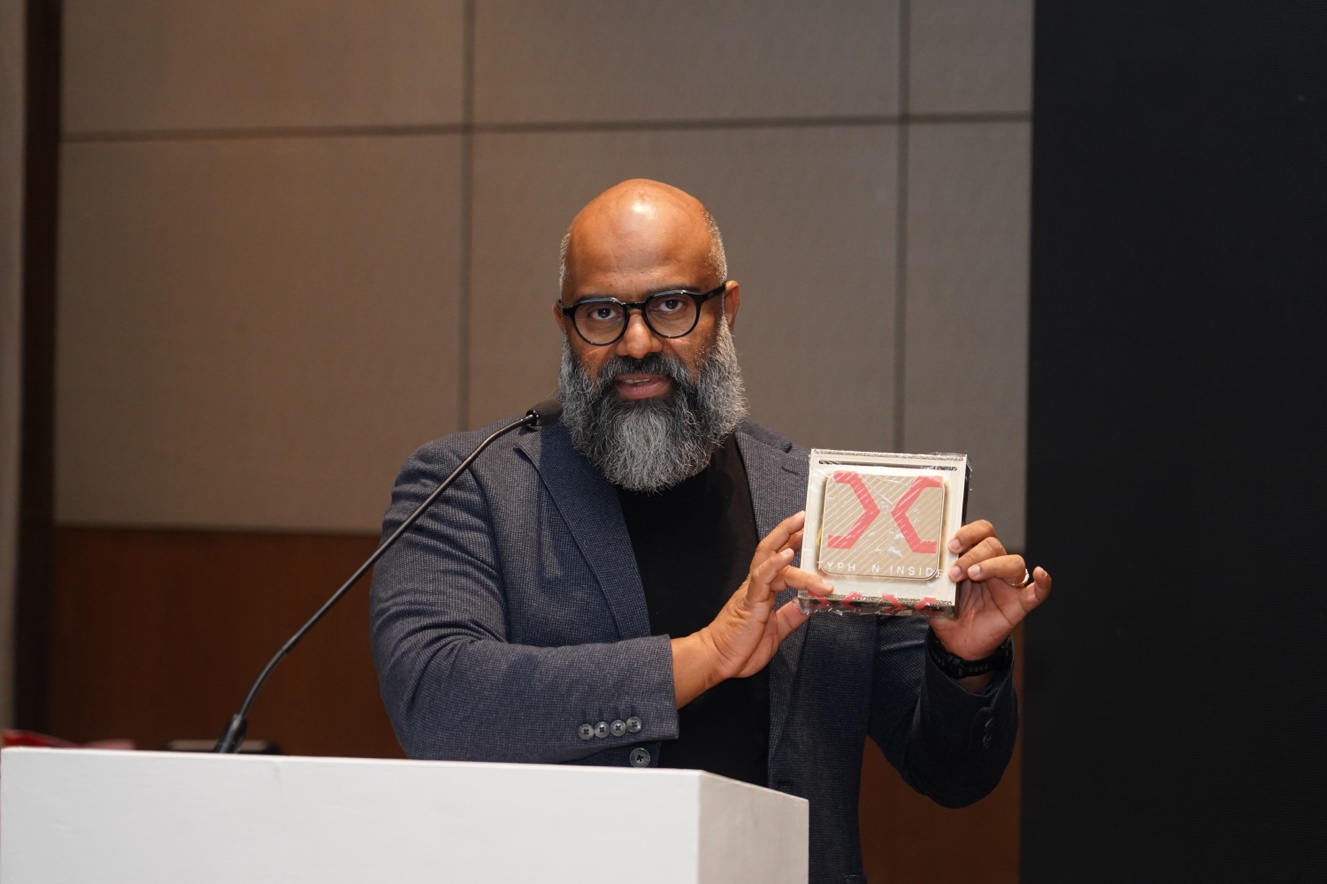 Vijaykrishna Shetty, Co-Founder and CEO of BreachX, with the Typhon Inside module at the launch in New Delhi.